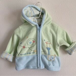 Vintage Carter's Green and Blue Hooded Sweatshirt 3-6
